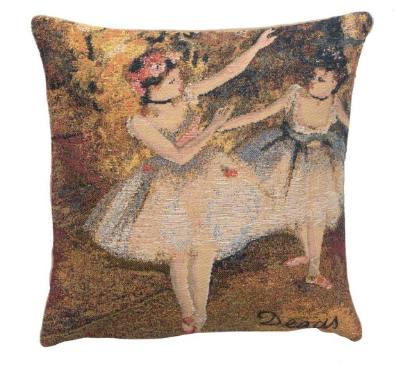 Degas Dancers Tapestry Cushion Cover: French Opera Art Pillow (14x14)
