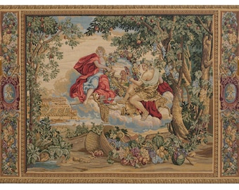Bacco European Wall Tapestry - Floral and Fruits Art Woven Wall Tapestry - Decorative Medieval Wall Hanging - Jacquard Italian Wall Tapestry
