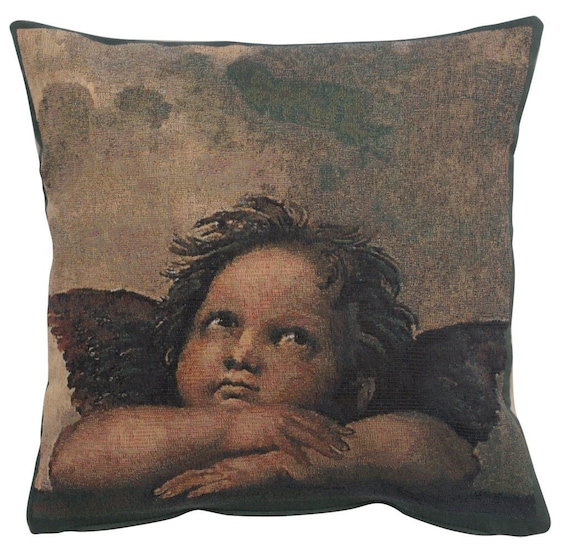 Angels by Raphael Tapestry Cushion Cover: Belgian Woven Pillow (17x17 inch)