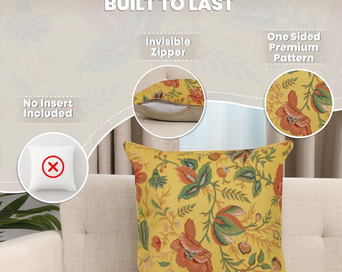 Elegant French Jacquard Tapestry Cushion Cover: Yellow Peony Floral Design, 19x19 Inch Decorative Pillow