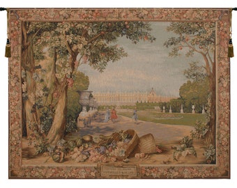 Versailles III European Wall Tapestry - Landscape Jacquard Wall Decor Art - Medieval Decorative Wall Hanging - Woven French Wall Tapestry