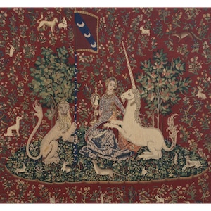 Lady and Unicorn Tapestry: Medieval Woven Wall Hanging, Belgian Art