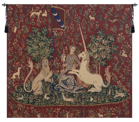 Lady and Unicorn Tapestry: Medieval Woven Wall Hanging, Belgian Art