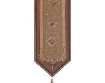 Floral Tapestry Table Runner: Jacquard Woven European Decor, 14x70