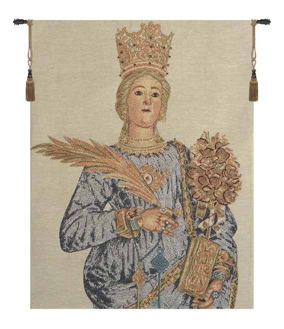 Saint Barbara Woven Wall Tapestry: Religious Home Decor