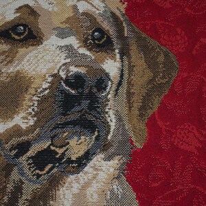 Yellow Labrador Tapestry Cushion Cover: Belgian Jacquard Woven Pillow (16x16 inch) image 6