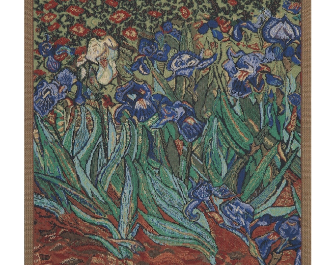 Les Iris Belgian Tapestry: Van Gogh Floral Wall Art (21x18 inch)