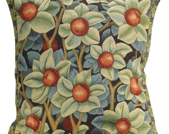 William Morris Orange Tree Tapestry Pillow Cover: Belgian Woven Cushion, 18x18