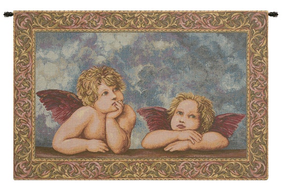 Raffaello's Angels Tapestry: Italian Jacquard Woven Wall Hanging