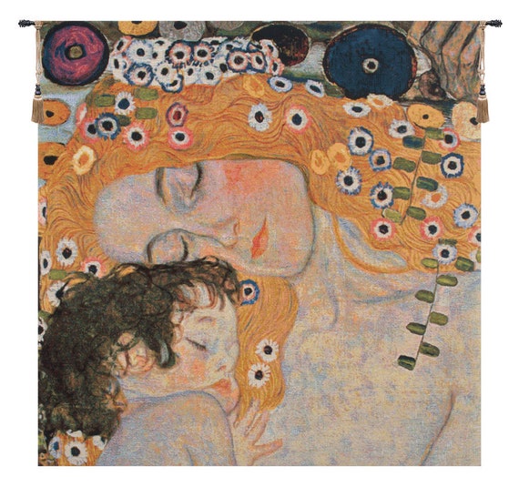 Gustav Klimt 'Mother and Child' Woven Jacquard Wall Tapestry