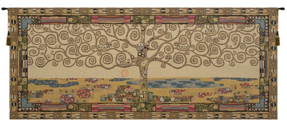 Klimt Tree of Life Tapestry: Italian Jacquard Woven Wall Art