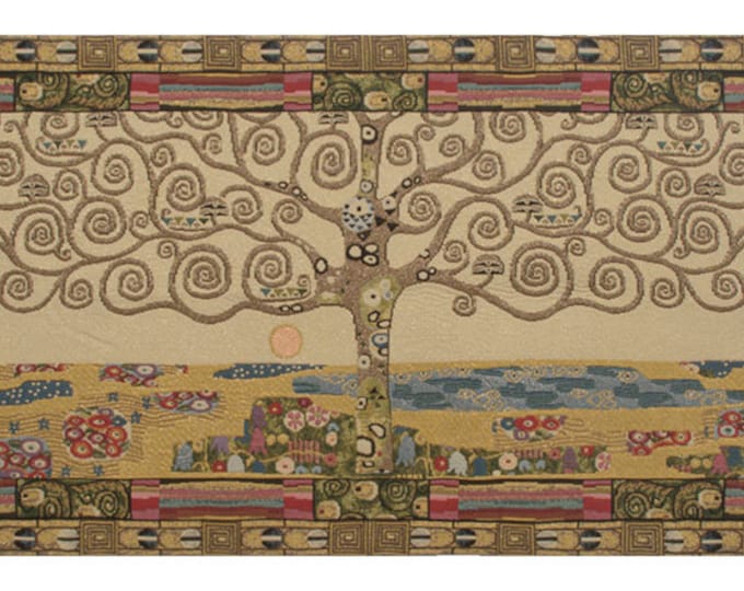 Klimt Tree of Life Tapestry: Italian Jacquard Woven Wall Art