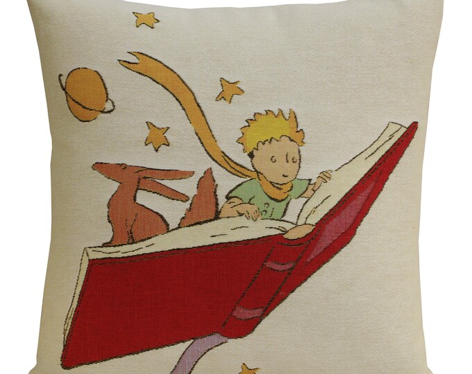 Little Prince Reading Book Belgian Tapestry Cushion Cover Decorative Pillow Case Literary Home Decor