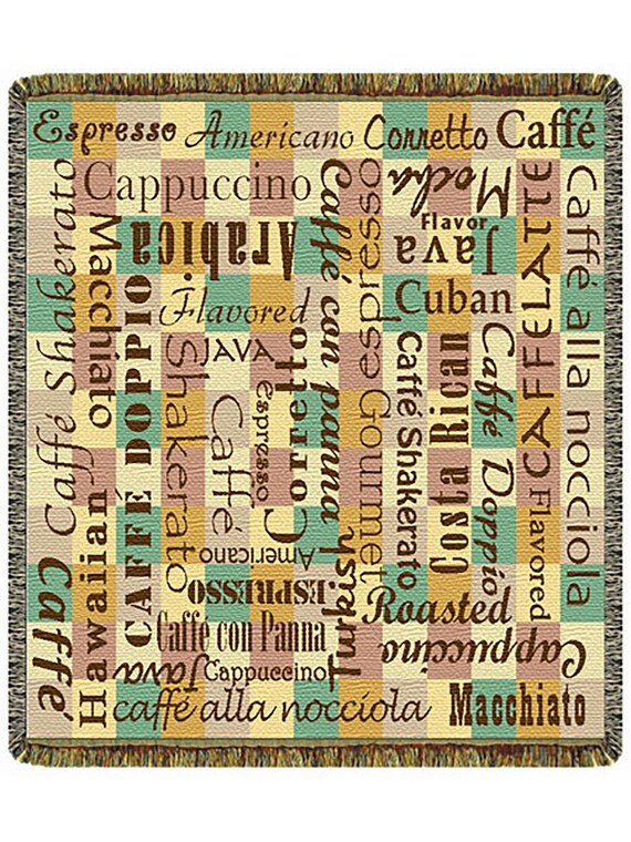 Coffee Tapestry Throw: North American Made, 60x50 inch