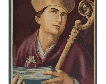 St. Gennaro European Wall Tapestry - Saint Religious Wall Decor Art - Woven Italian Wall Tapestry - Christian Antique Wall Hanging