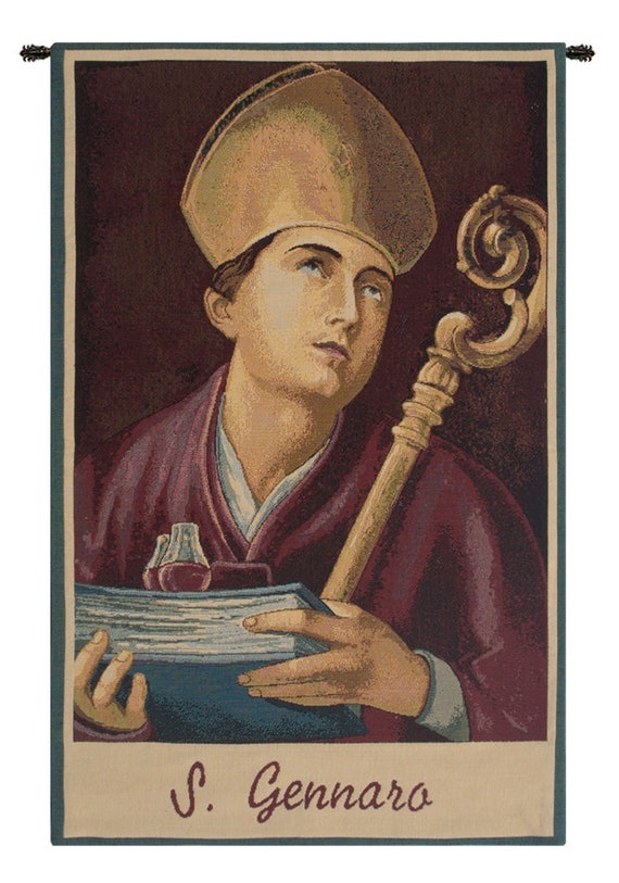 St. Gennaro Tapestry: Italian Woven Religious Wall Hanging
