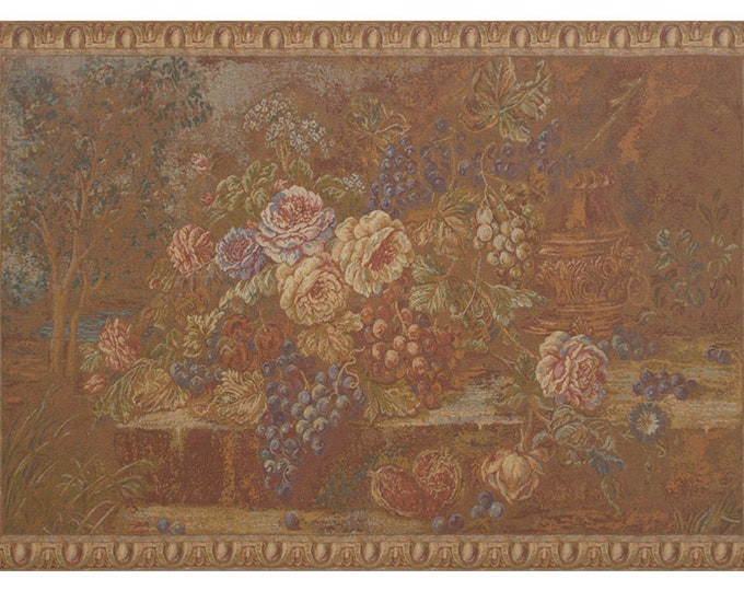 Floral Grapes Tapestry: Woven Jacquard Italian Wall Art (26x39 inch)