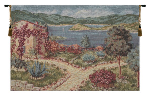 Elegant European Villa Landscape Wall Tapestry - Scenic Art Decor for Home, Living Room, Bedroom