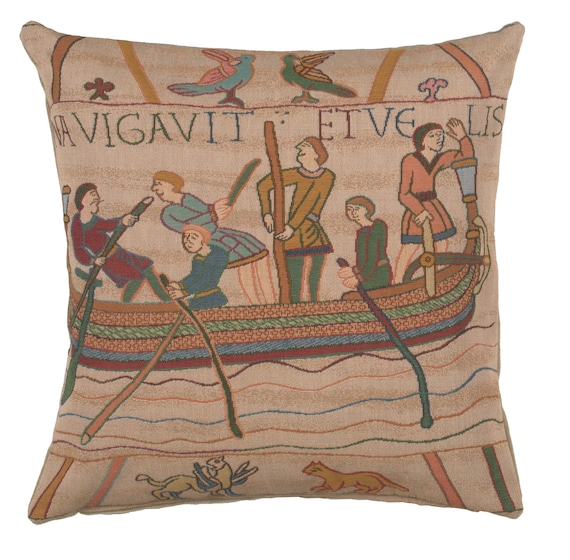 Bayeux Tapestry Cushion Cover: Woven French Pillow, 19x19 Inch