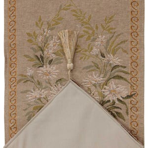 Aubusson Floral Table Runner: French Jacquard Woven Wool (71x14 inch image 8