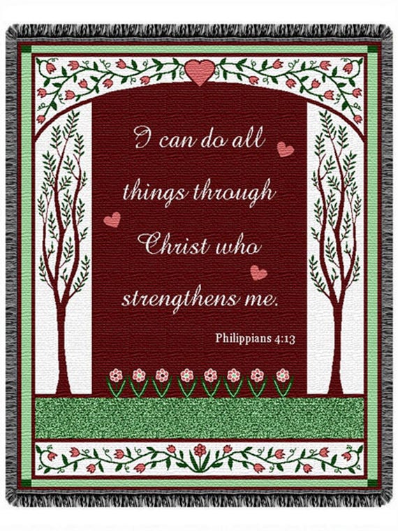 I Can Do All Things Tapestry Throw: North American Made, Biblical Verse