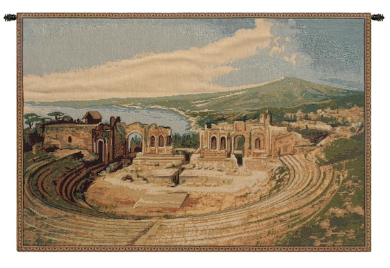 Taormina Italy Tapestry: Ancient Greek Theater Wall Decor