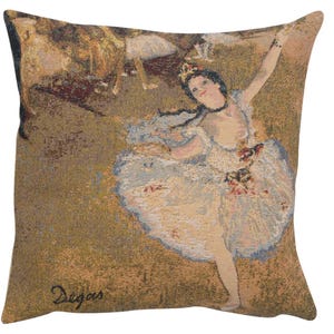 Danseuse Etoile II Tapestry Pillow Cover: Ballerina, Edgar Degas Style (18x18 inch)