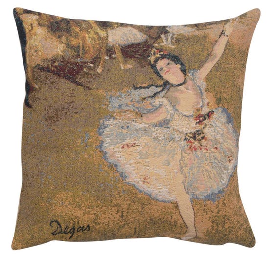 Danseuse Etoile II Tapestry Pillow Cover: Ballerina, Edgar Degas Style (18x18 inch)