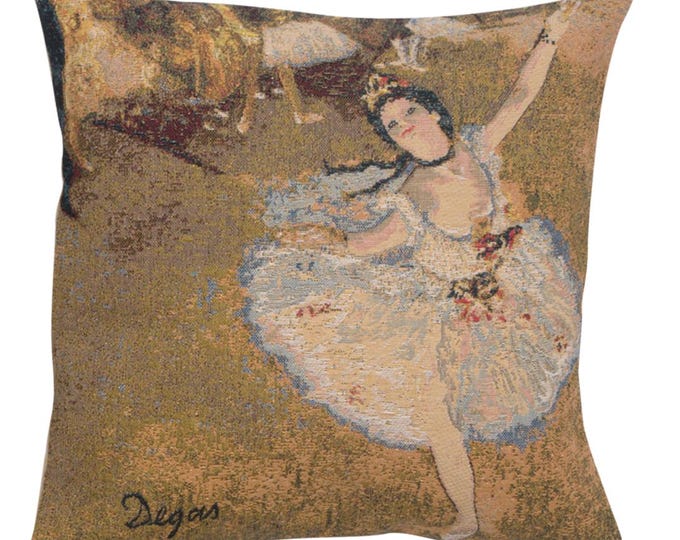 Danseuse Etoile II Tapestry Pillow Cover: Ballerina, Edgar Degas Style (18x18 inch)