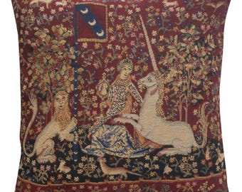 Sight Unicorn Tapestry Pillow Cover 16x16 inch –  Medieval Decorative Throw Pillow Cover – Woven Sofa Pillow Case Gift for Women