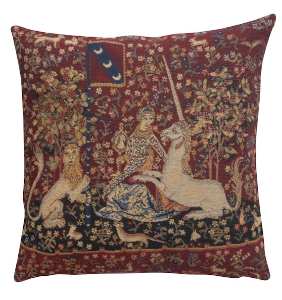 Sight Unicorn Tapestry Pillow Cover 16x16 inch –  Medieval Decorative Throw Pillow Cover – Woven Sofa Pillow Case Gift for Women