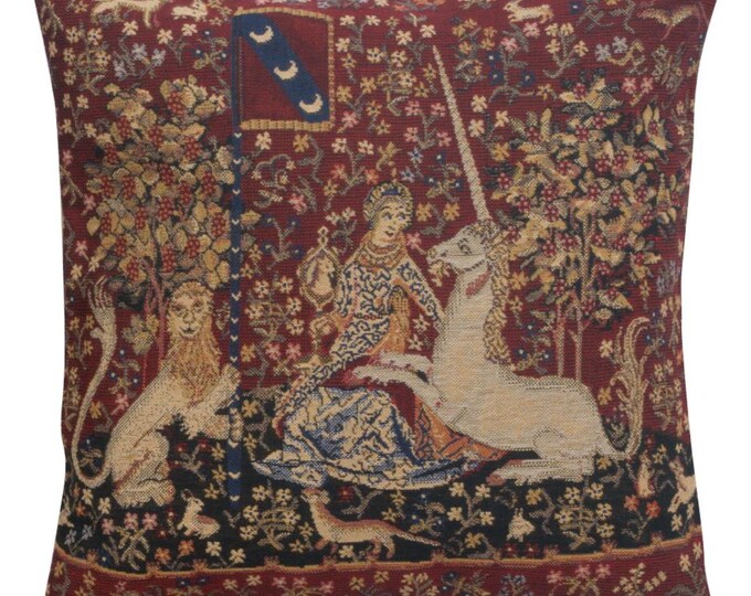 Sight Unicorn Tapestry Pillow Cover 16x16 inch –  Medieval Decorative Throw Pillow Cover – Woven Sofa Pillow Case Gift for Women