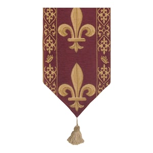 Runner da tavola Fleur De Lys, in jacquard tessuto in stile francese reale, decorazione per la sala da pranzo belga, 48 x 12 pollici.
