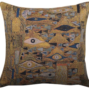 Klimt Tapestry Pillow Cover 18x18 - French Belgian Jacquard Woven Cushion Cover - Gobelin Decorative Sofa Pillow Case Gift for Women