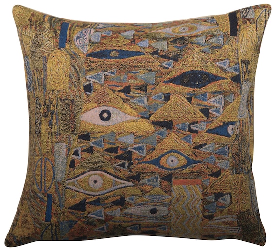 Klimt Tapestry Pillow Cover: Belgian Jacquard Woven Cushion (18x18)