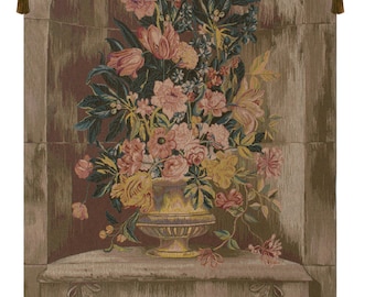 Bouquet Niche European Wall Tapestry - Floral Bouquet French Wall Tapestry - Woven Jacquard Wall Décor Art - Decorative Wall Hanging