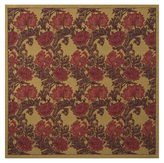 William Morris Chrysanthemum Floral Tapestry Throw Blanket: 34x34 inch Victorian Art Home Decor