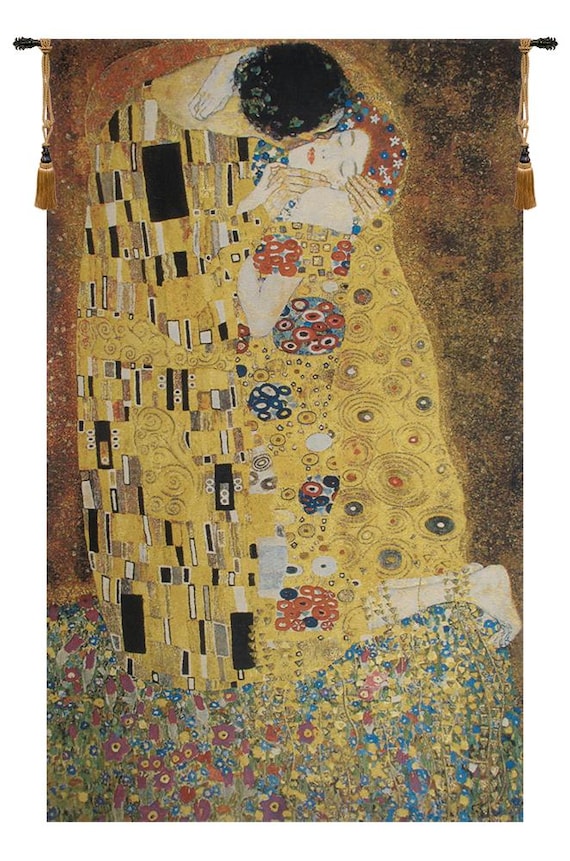 The Kiss Tapestry: Gustav Klimt Jacquard Woven Wall Art