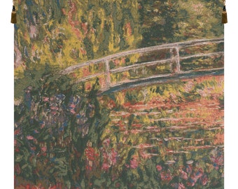 Pont Japonnais European Wall Tapestry - Fine Art Wall Hanging - Woven Belgian Wall Tapestry - Decorative Unique Wall Hanging