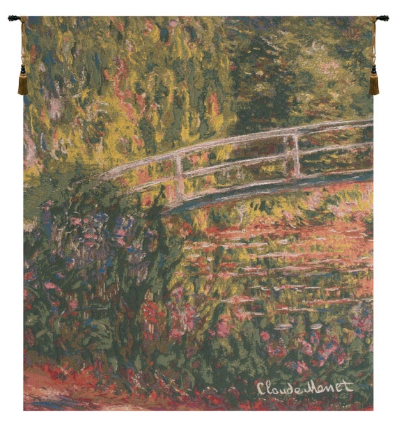 Monet Japanese Bridge Tapestry: Fine Art Woven Wall Hanging