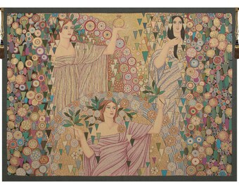 Primavera Horizontal European Wall Tapestry - Jacquard Wall Decor Art - Woven Italian Wall Tapestry - Young Ladies Decorative Wall Hanging