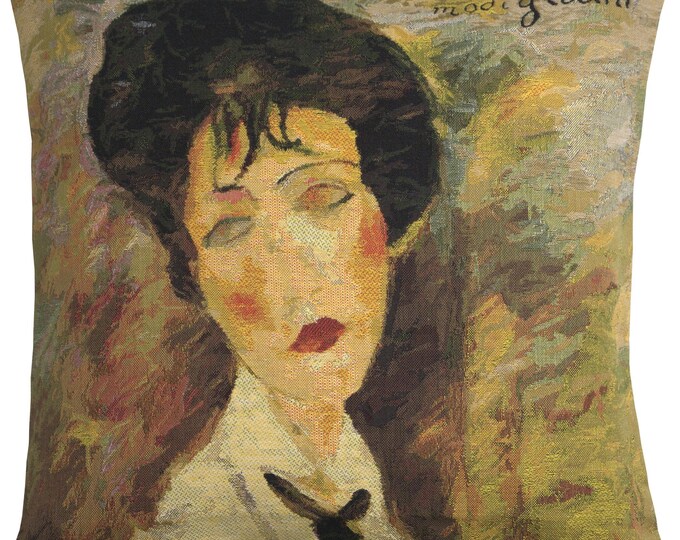 Modigliani Portrait Cushion Cover 18x18 Inch Modern Art Pillow Abstract Face Decor