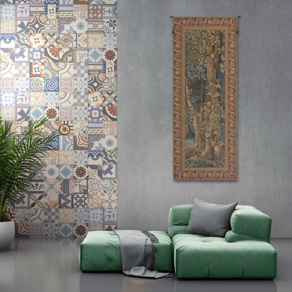 Belgian Jacquard Wall Tapestry: Underwood European Design, 65x26 Inch
