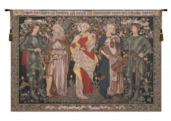 Millefleurs Belgian Tapestry: Women's Worth Medieval Woven Wall Art