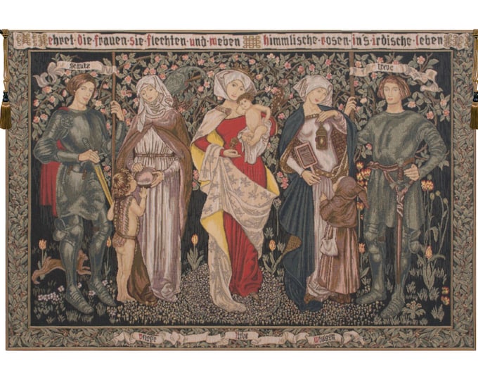 Millefleurs Belgian Tapestry: Women's Worth Medieval Woven Wall Art