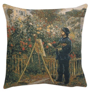 Monet Painting Tapestry Pillow Cover - Gobelin Woven Cushion Cover 18x18 - Belgian Decorative Throw Pillow Covers for Couch