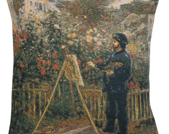 Monet Painting Tapestry Pillow Cover: Belgian Woven Cushion (18x18)