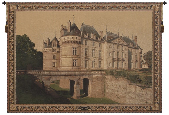 French Chateau Tapestry: La Lune Castle Jacquard Woven Wall Hanging