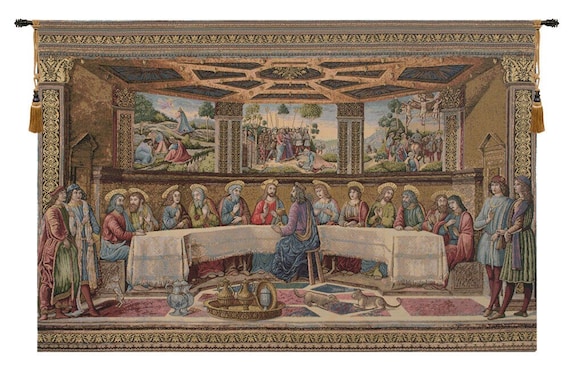 Last Supper Tapestry: Rosselli Religious Woven Wall Art (35x53 inch)