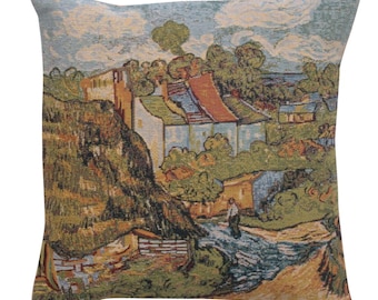 Van Gogh Tapestry Pillow Cover: Belgian Woven Art Decor (16x16 inch)